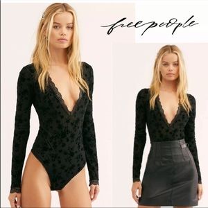 Free People Black Lace bodysuit
